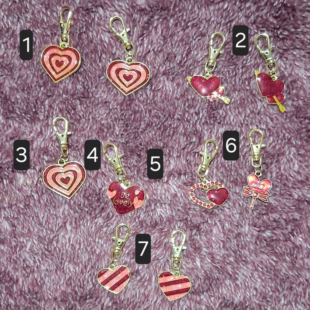 Heart-Shaped Red and Silver Charms